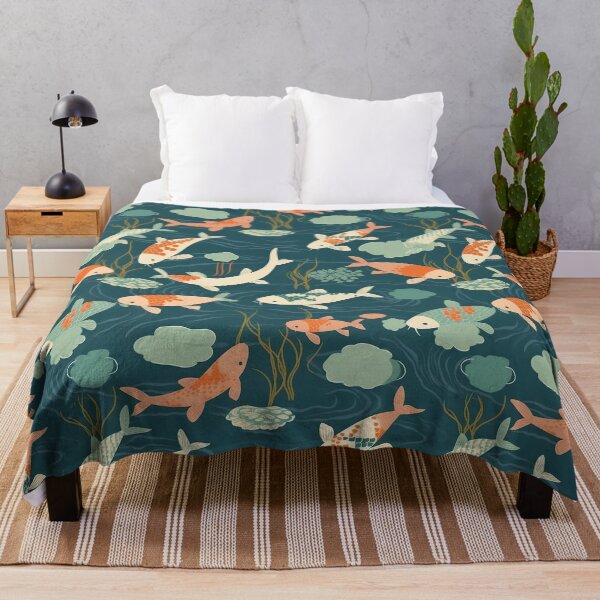 Item preview, Serene Fish And Water Lilies Minimalistic Japanese Pattern designed and sold by Wonder Of Light.