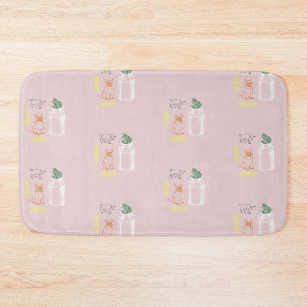 Item preview, Cat, Baby Goat, Frog, and the Milk Can Mischief on the Light Pink Background designed and sold by IraNiva.