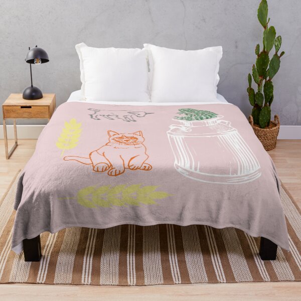 Item preview, Cat, Baby Goat, Frog, and the Milk Can Mischief on the Light Pink Background designed and sold by IraNiva.