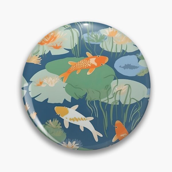 Item preview, Serene Fish And Water Lilies Minimalistic Japanese Pattern designed and sold by Wonder Of Light.