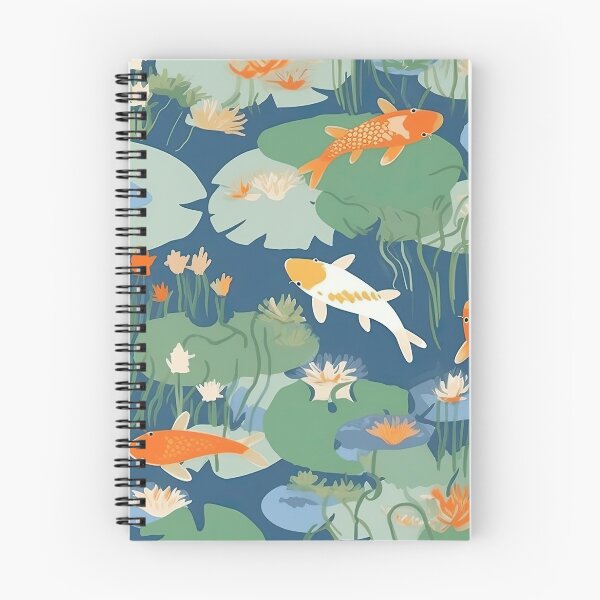Item preview, Serene Fish And Water Lilies Minimalistic Japanese Pattern designed and sold by Wonder Of Light.