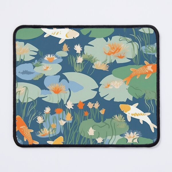 Item preview, Serene Fish And Water Lilies Minimalistic Japanese Pattern designed and sold by Wonder Of Light.
