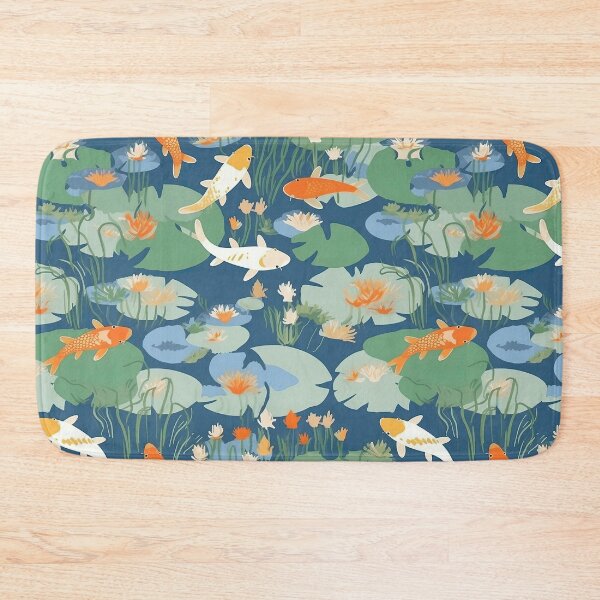 Item preview, Serene Fish And Water Lilies Minimalistic Japanese Pattern designed and sold by Wonder Of Light.