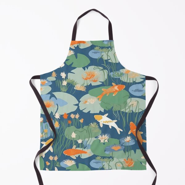 Item preview, Serene Fish And Water Lilies Minimalistic Japanese Pattern designed and sold by Wonder Of Light.