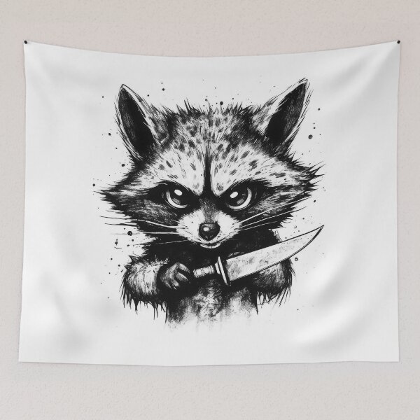 Item preview, For Fuck Sake Let's Kill the Mondays - Raccoon Joe With a Knife designed and sold by NapNapSleeper.