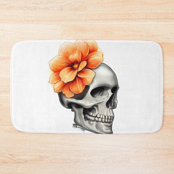 Item preview, skull with orange flower designed and sold by miguel-ozz.