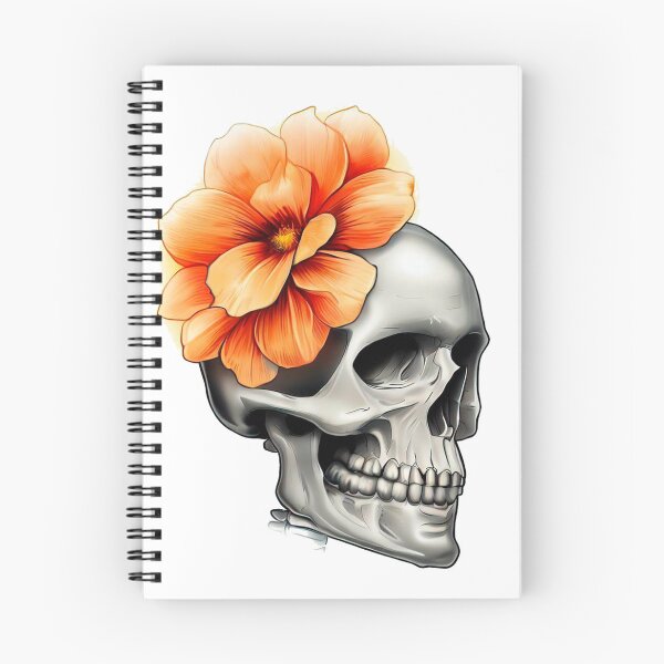 Item preview, skull with orange flower designed and sold by miguel-ozz.