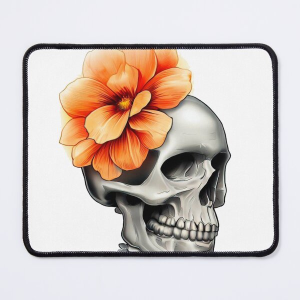 Item preview, skull with orange flower designed and sold by miguel-ozz.