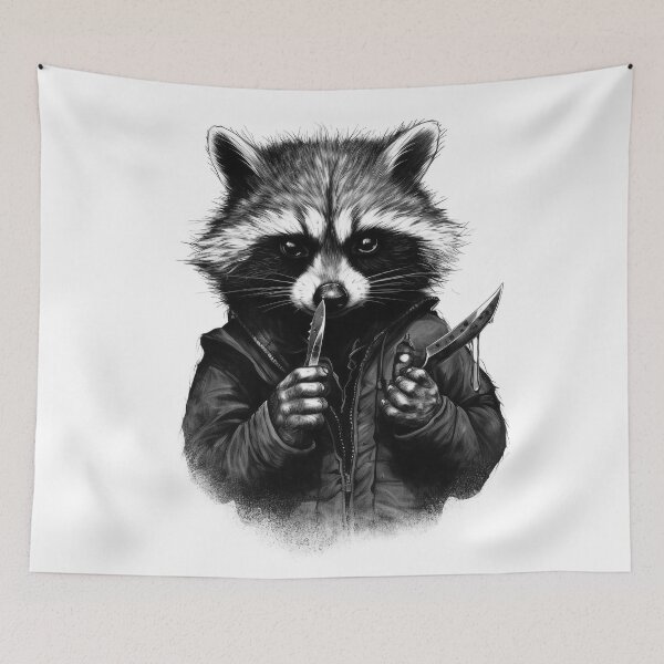 Item preview, For Fuck Sake Let's Kill the Mondays - Raccoon Joe With a Knife designed and sold by NapNapSleeper.