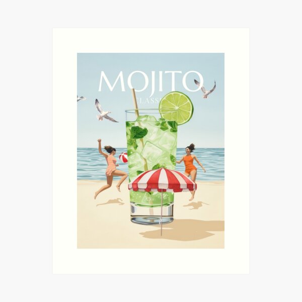 Aperçu de l'œuvre Sip en bord de mer - Mojito Beach Escape créée et vendue par MajesticBeasts.