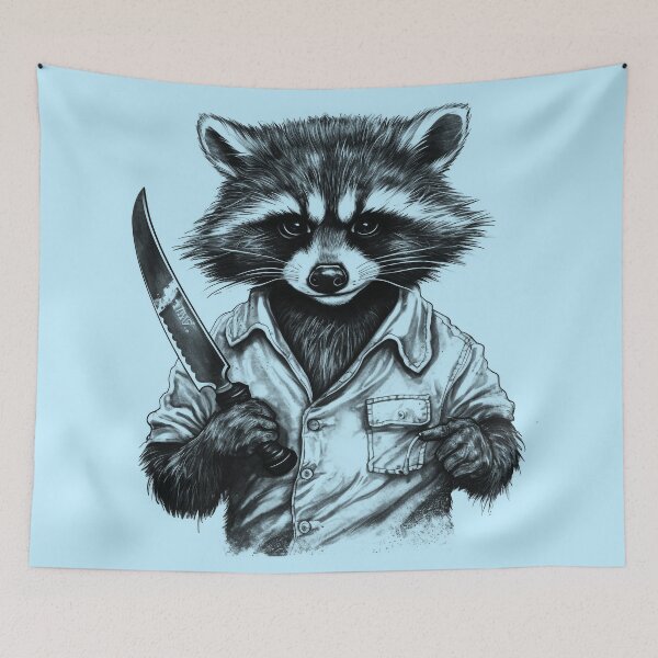 Item preview, For Fuck Sake Let's Kill the Mondays - Raccoon Joe With a Knife designed and sold by NapNapSleeper.