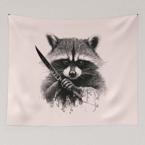 Item preview, For Fuck Sake Let's Kill the Mondays - Raccoon John With a Knife designed and sold by NapNapSleeper.