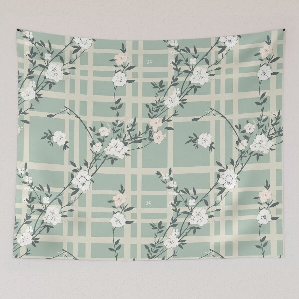Item preview, Serene Bamboo Frames And Cherry Blossoms Minimalistic Japanese Pattern designed and sold by Wonder Of Light.