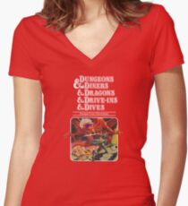 Dungeons & Diners & Dragons & Drive-Ins & Dives: Escape from Flavortown Women's Fitted V-Neck T-Shirt
