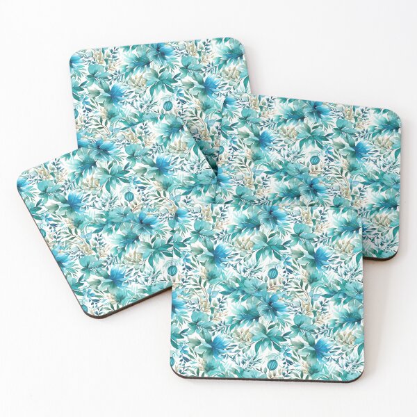 Item preview, Teal Flowers and leaves designed and sold by annago2.