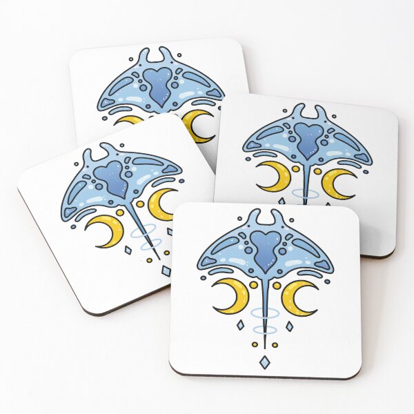 Item preview, Manta Ray Mandala in Blue with Moon Illustration designed and sold by GingerandMilk.