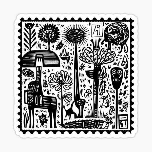 Item preview, Linocut Stamp with Surreal Geometric Animals designed and sold by bellabitis.