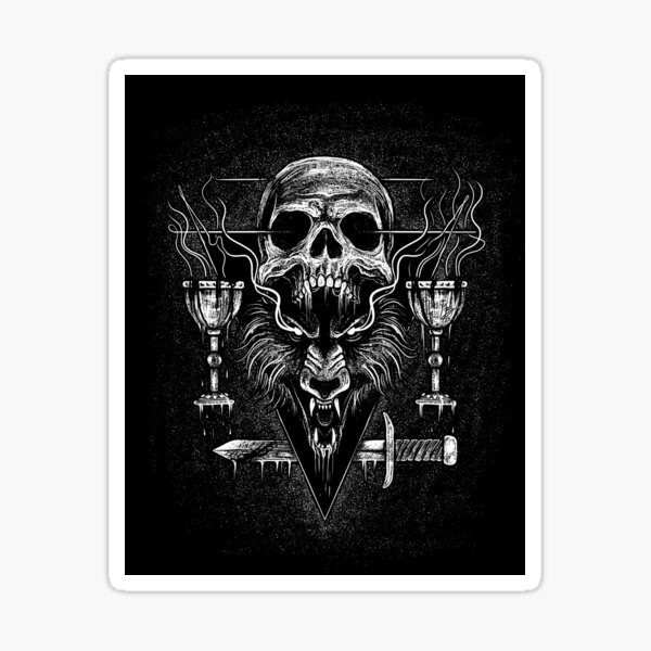 Item preview, lycanthrope ritual, skull, wolf and chalices designed and sold by MacchabeeArt.