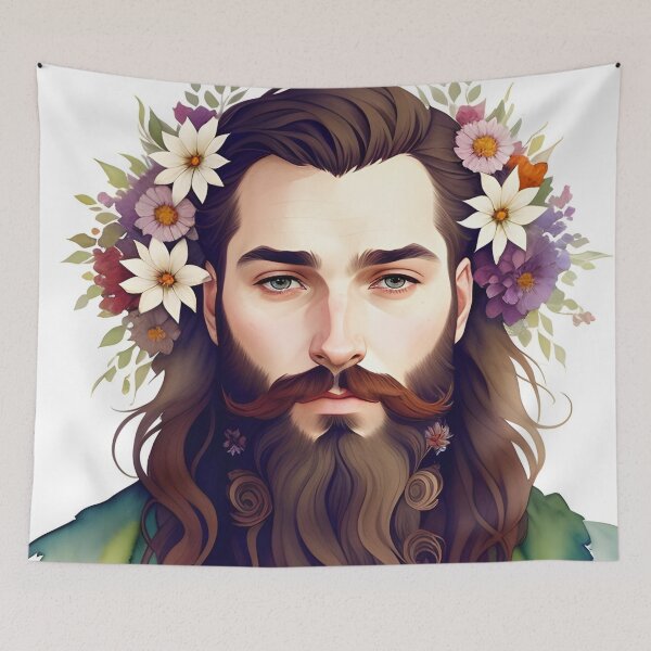 Item preview, Handsome Man with Flowers in His Beard designed and sold by Erika V..