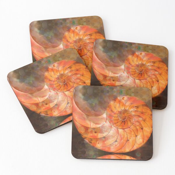 Item preview, Orange Nautilus Shell Seashell Beach Art designed and sold by Sharon Cummings Art.