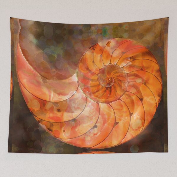 Item preview, Orange Nautilus Shell Seashell Beach Art designed and sold by Sharon Cummings Art.