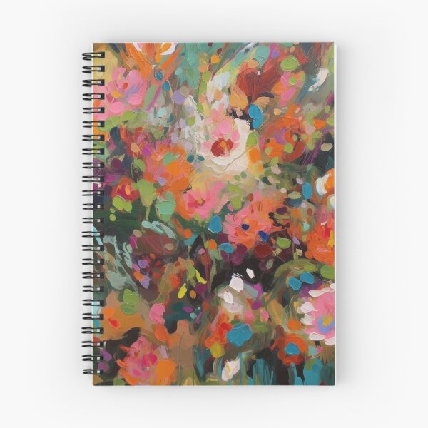 Item preview, Colorful abstract flower pettern Color decorative element Nature Pink flowers Orange lilies Green leaves designed and sold by PinkPinkArts.