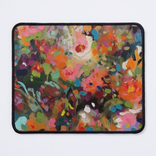 Item preview, Colorful abstract flower pettern Color decorative element Nature Pink flowers Orange lilies Green leaves designed and sold by PinkPinkArts.