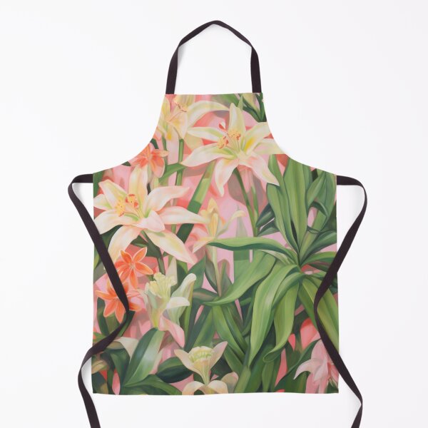 Item preview, Colorful abstract flower pettern Color decorative element Nature Pink flowers Orange lilies Green leaves designed and sold by PinkPinkArts.