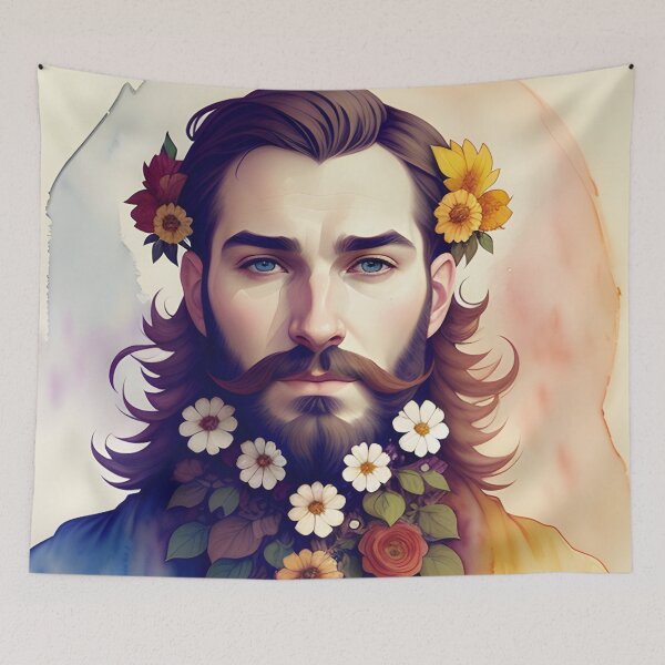 Item preview, Handsome Man with Flowers in His Beard designed and sold by Erika V..