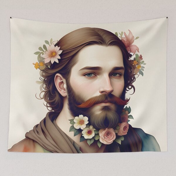 Item preview, Handsome Man with Flowers in His Beard designed and sold by Erika V..