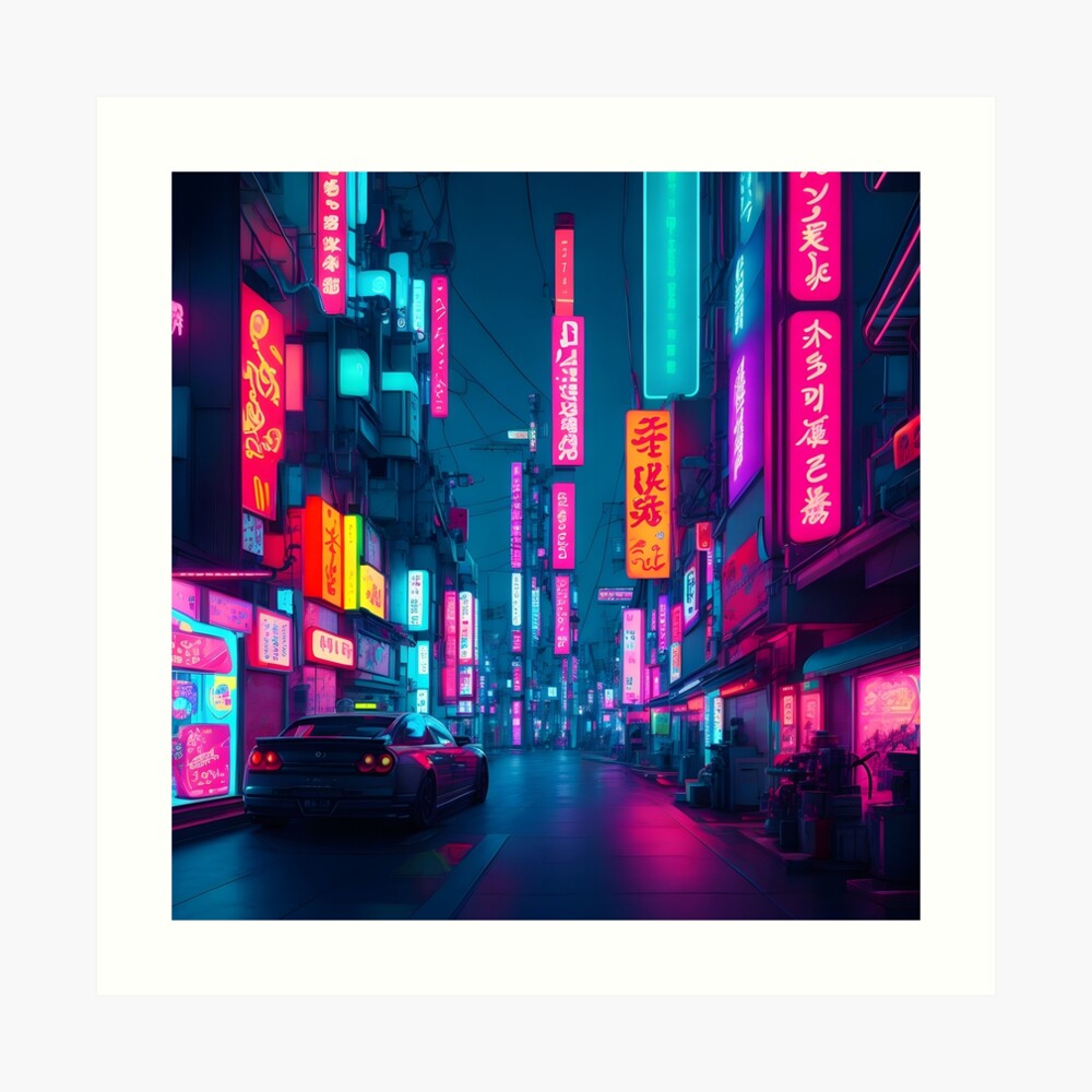 Tokyo with Neon Lights | Art Board Print