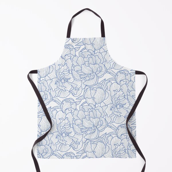 Item preview, peony lineart - blue on white designed and sold by kobyakov.