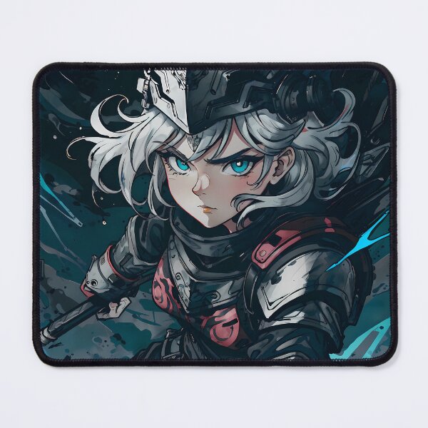 Item preview, Mujer feroz de anime vikingo con armadura plateada designed and sold by ByteyCreatives.