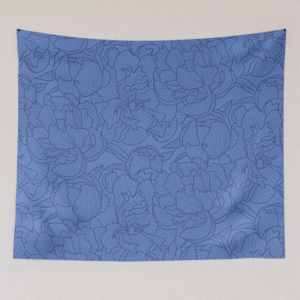 Item preview, peony lineart - blue designed and sold by kobyakov.
