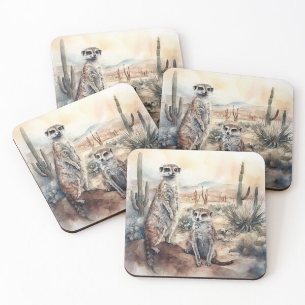 Item preview, A Pair of Meerkats - Boho Desert Landscape Watercolors designed and sold by GVRDesign.