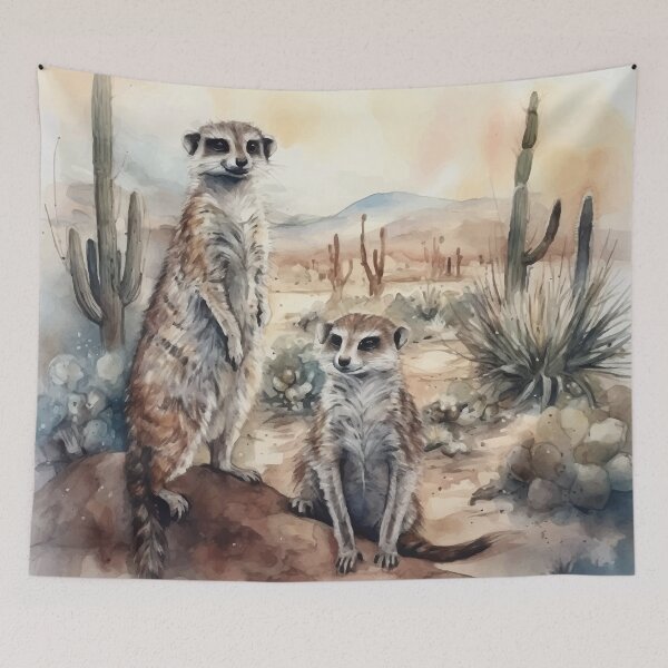 Item preview, A Pair of Meerkats - Boho Desert Landscape Watercolors designed and sold by GVRDesign.