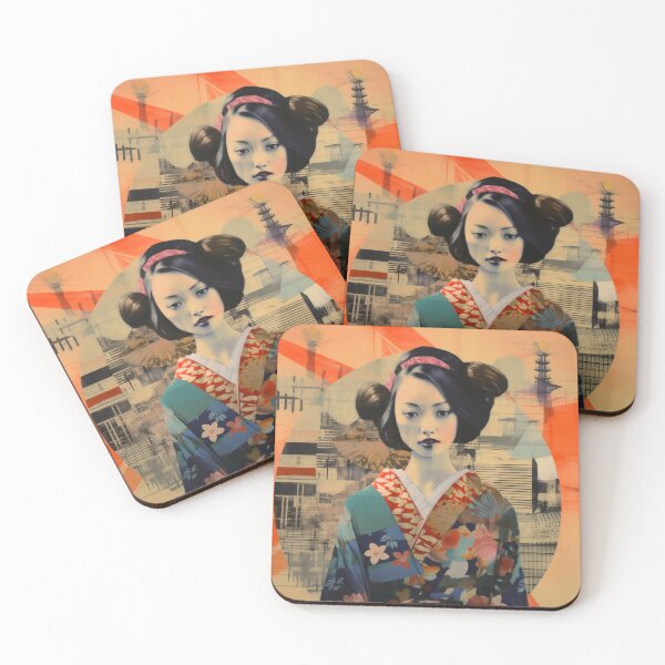 Item preview, American Americana Wood Block Japanese Style 4th of july Collage designed and sold by BrandonArtWorld.