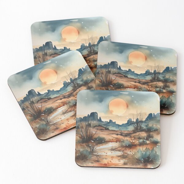Item preview, Sunset in the SouthWest - Boho Desert Landscape Watercolors designed and sold by GVRDesign.