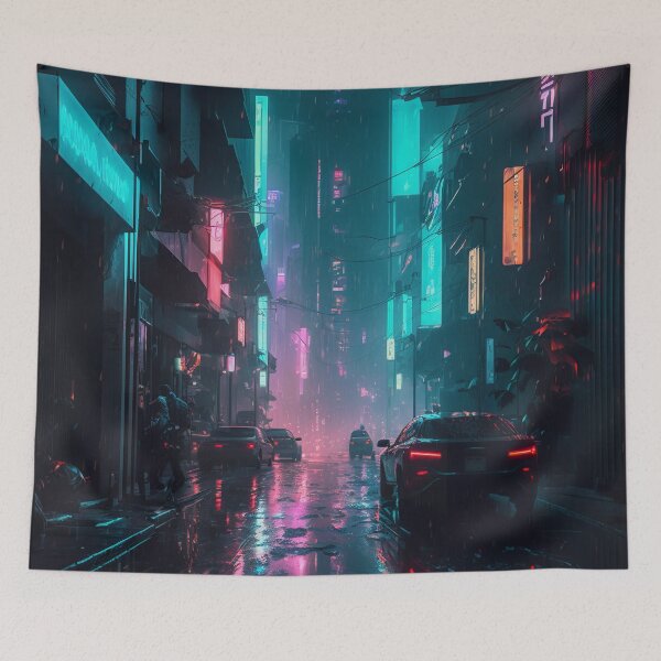 Item preview, Rainy City Futuristic Street designed and sold by cyberartmaker.