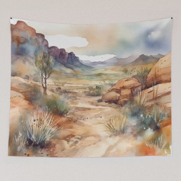Item preview, A Serene Desert Path - Boho Desert Landscape Watercolors designed and sold by GVRDesign.