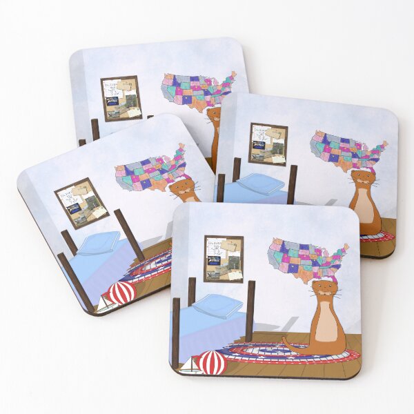 Item preview, Oliver Loves To Travel - Bedroom, Map, and Postcards designed and sold by OliverTheOtter.