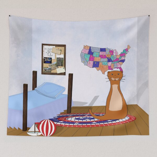 Item preview, Oliver Loves To Travel - Bedroom, Map, and Postcards designed and sold by OliverTheOtter.