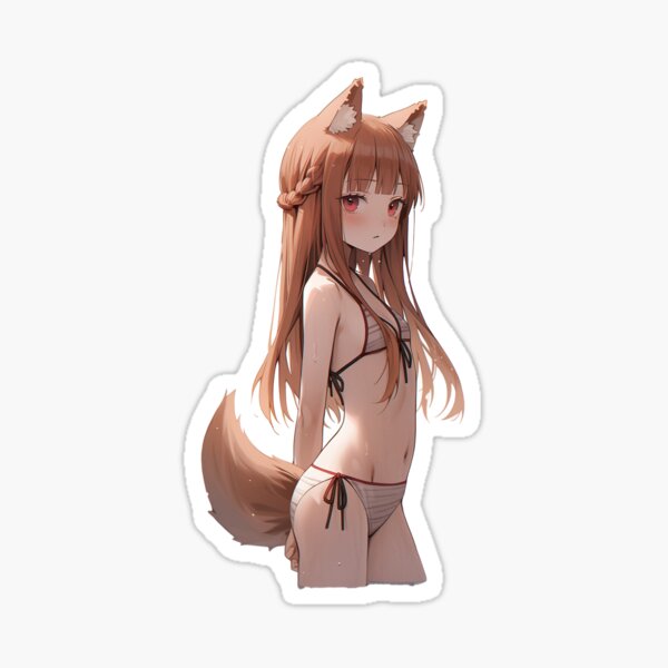 Item preview, Holo from Spice and Wolf wearing a bikini, cute sexy anime fox girl fan art designed and sold by Hawaii-Kawaii.