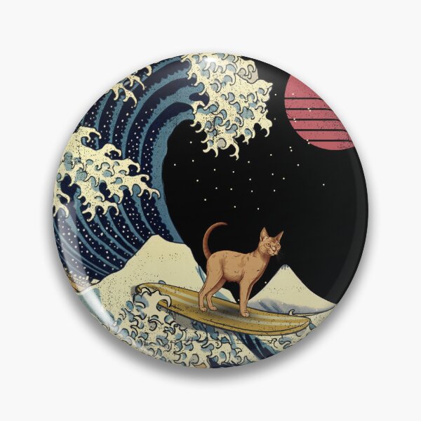 Item preview, Abyssinian Cat Kanagawa Japanese Surfing Wave designed and sold by rafaeltto.