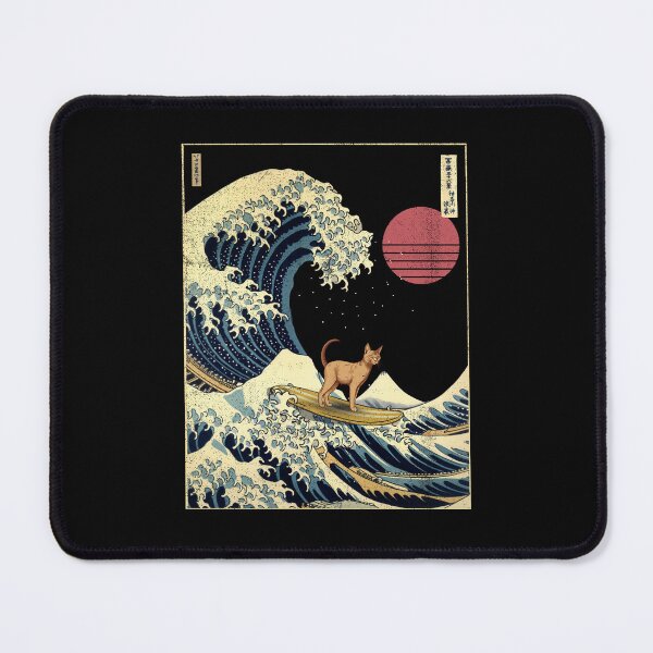 Item preview, Abyssinian Cat Kanagawa Japanese Surfing Wave designed and sold by rafaeltto.