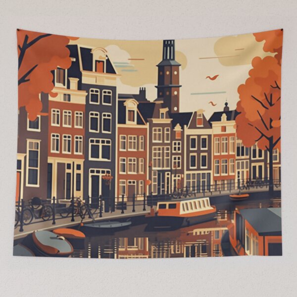 Item preview, A Vintage Travel Illustration of Amsterdam - Holland designed and sold by GoodOldVintage.