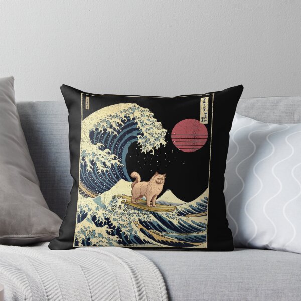Item preview, American Curl Cat Kanagawa Japanese Surfing Wave designed and sold by rafaeltto.