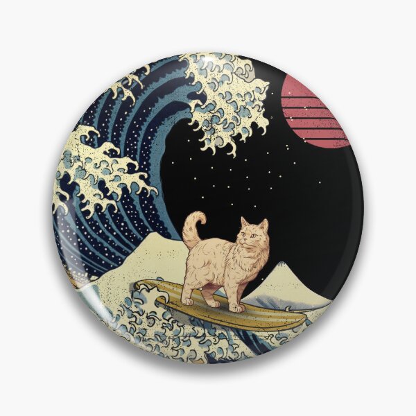 Item preview, American Curl Cat Kanagawa Japanese Surfing Wave designed and sold by rafaeltto.