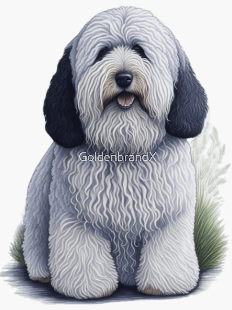 Old english sheepdog with tail (grey) Sticker for Sale by KiwiJP