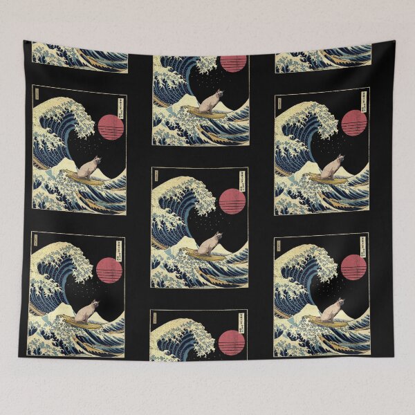 Item preview, Balinese Cat Kanagawa Japanese Surfing Wave designed and sold by rafaeltto.